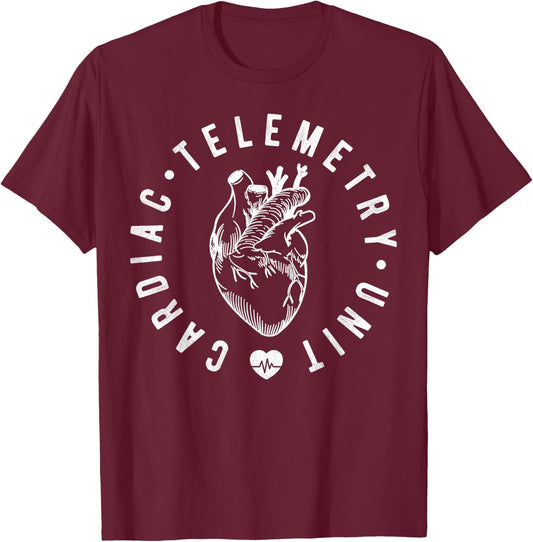 Cardiac Telemetry Unit Nurse CVICU Cardiac Telemetry RN T-Shirt - T-Shirt | Maroon