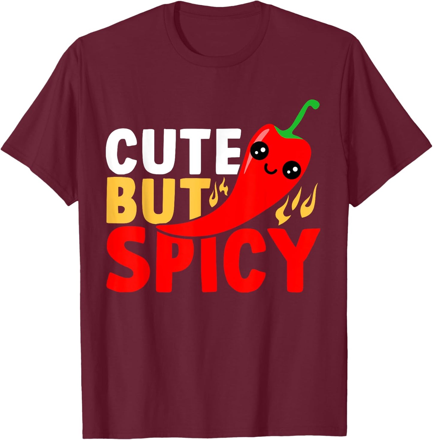 Kids Cute But Spicy Mexican Spicy Chili Boys Girls T-Shirt - T-Shirt | Maroon