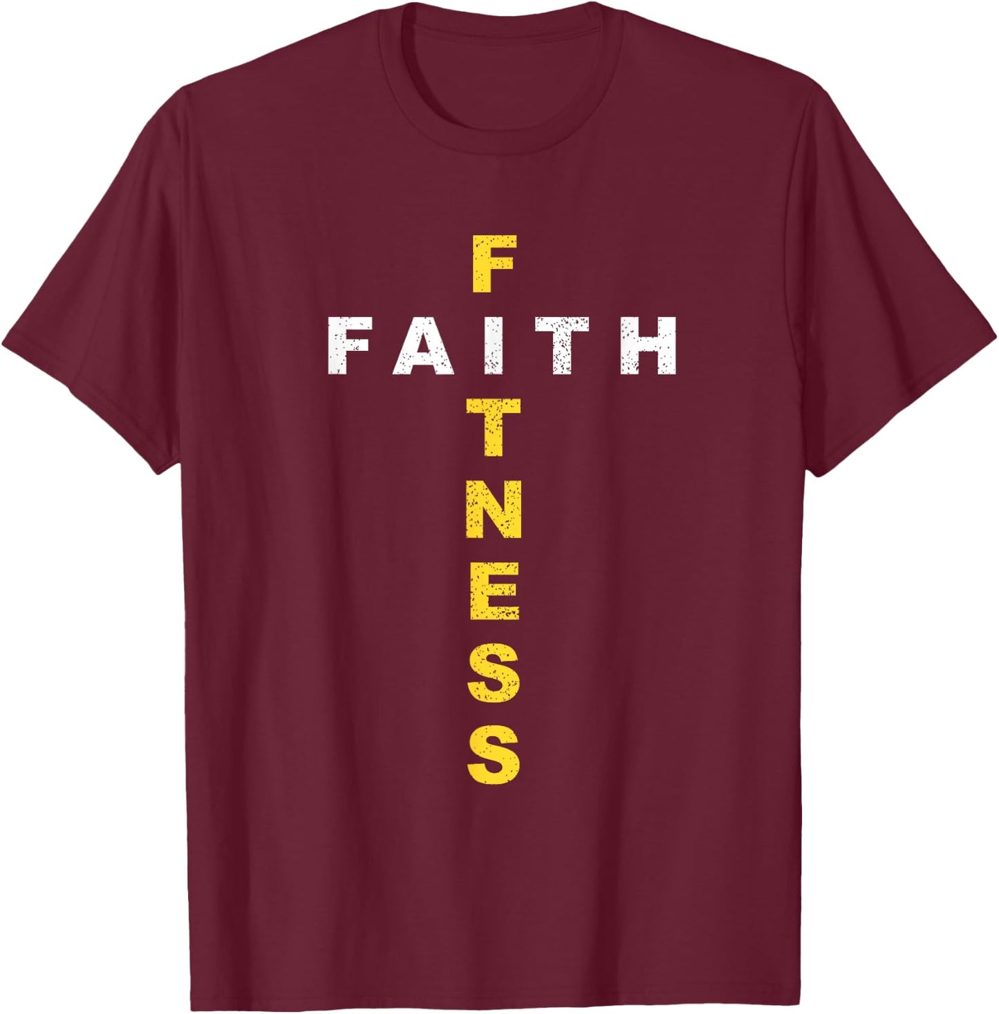 Active-Faith Fitness Cross Christian Workout Modern Gym T-Shirt - T-Shirt | Maroon