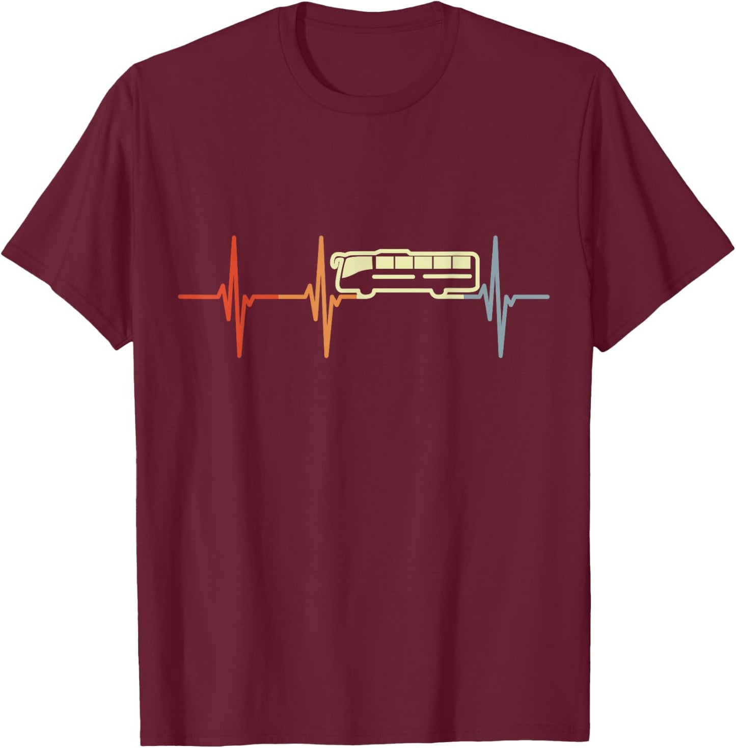 Bus Cardiogram Retro Transit Driver T-Shirt - T-Shirt | Maroon