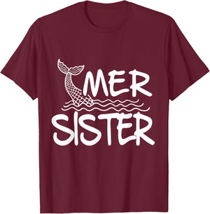 Mer Sister Mermaid Matching Family T-Shirt - T-Shirt | Maroon
