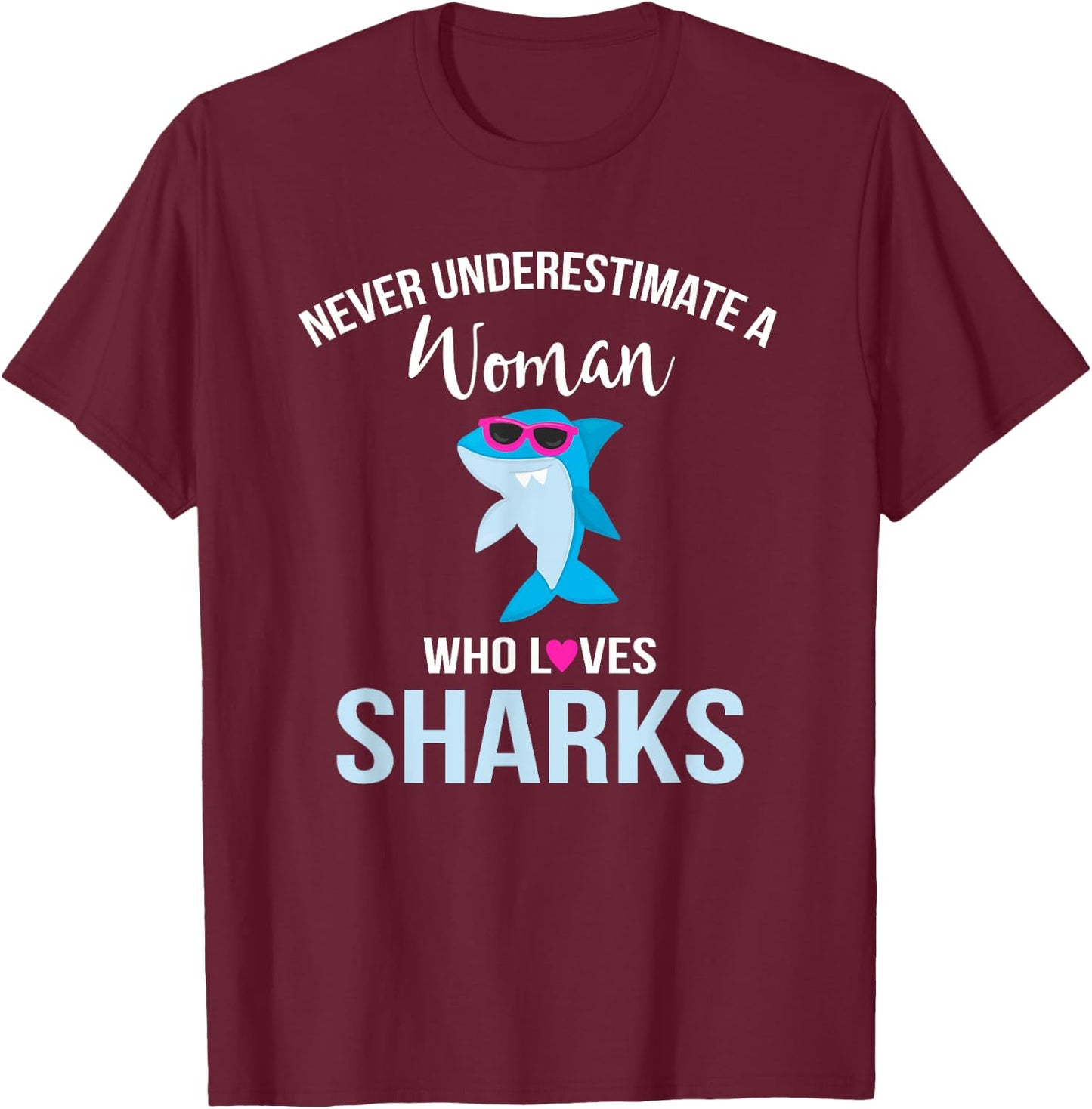 Shark Shirt Women Funny Shark Lover Graphic for Adult T-Shirt - T-Shirt | Maroon
