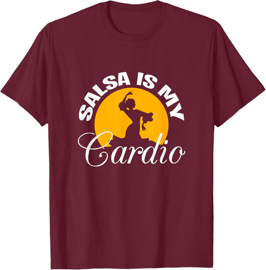 Salsa Is My Cardio Dance Silhouette Moonlight T-Shirt - T-Shirt | Maroon