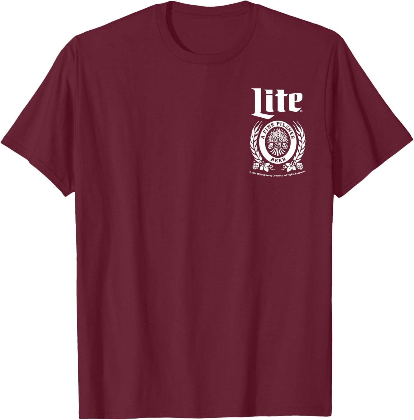Miller Lite A Fine Pilsner Classic Vintage Faux Pocket T-Shirt - T-Shirt | Maroon