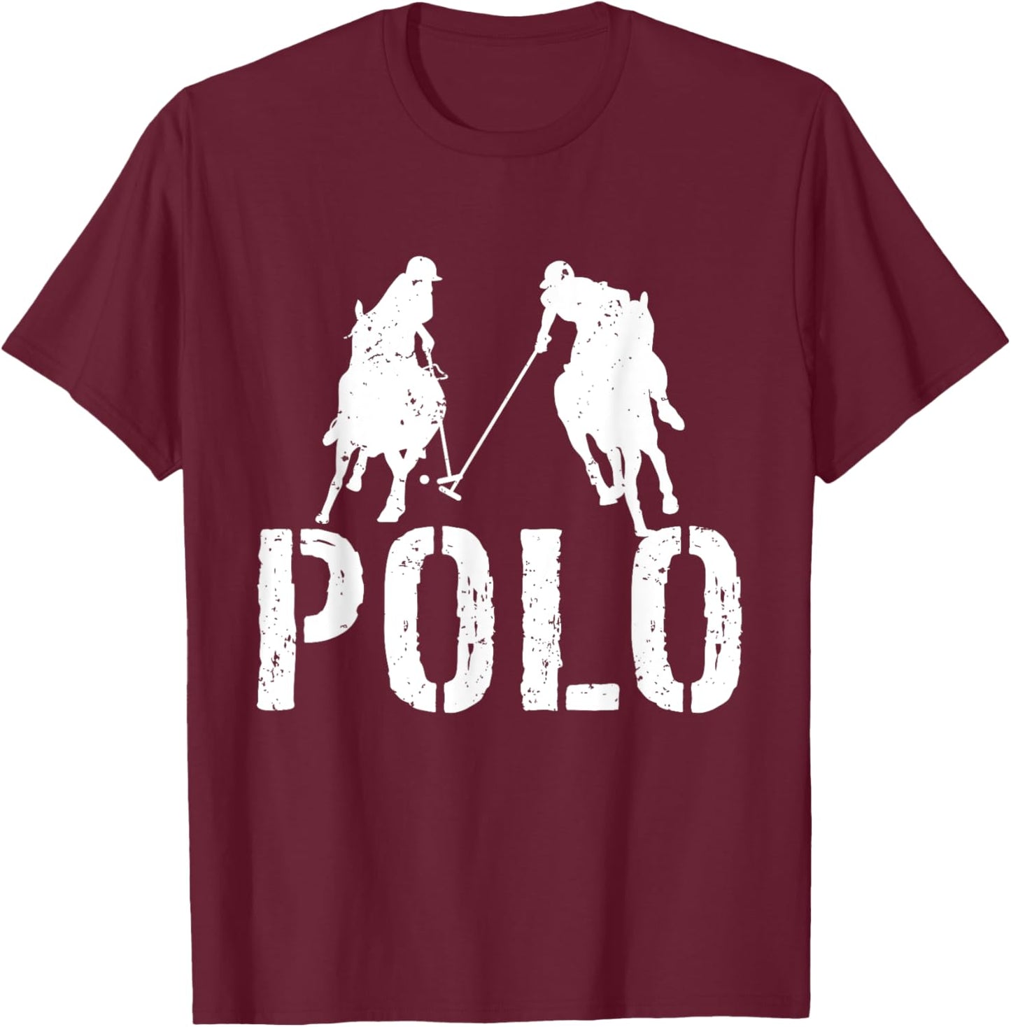 Polo Players Horseback Riding Horse Equestrian Sports T-Shirt - T-Shirt | Maroon