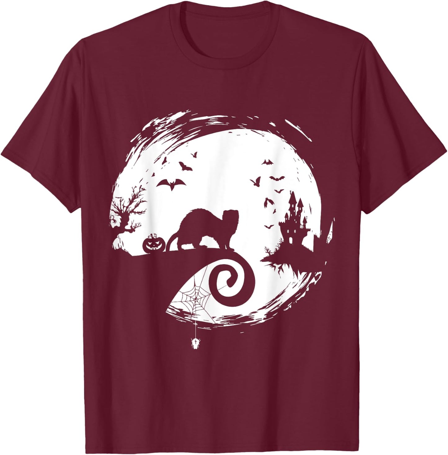 Ferret Halloween Costume Moon Silhouette Creepy Horror T-Shirt - T-Shirt | Maroon
