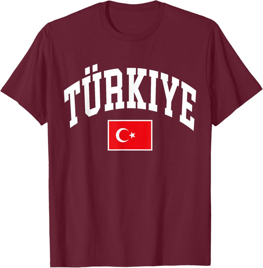 Turkey Turkish Turkiye Flag Graphic T-Shirt - T-Shirt | Maroon