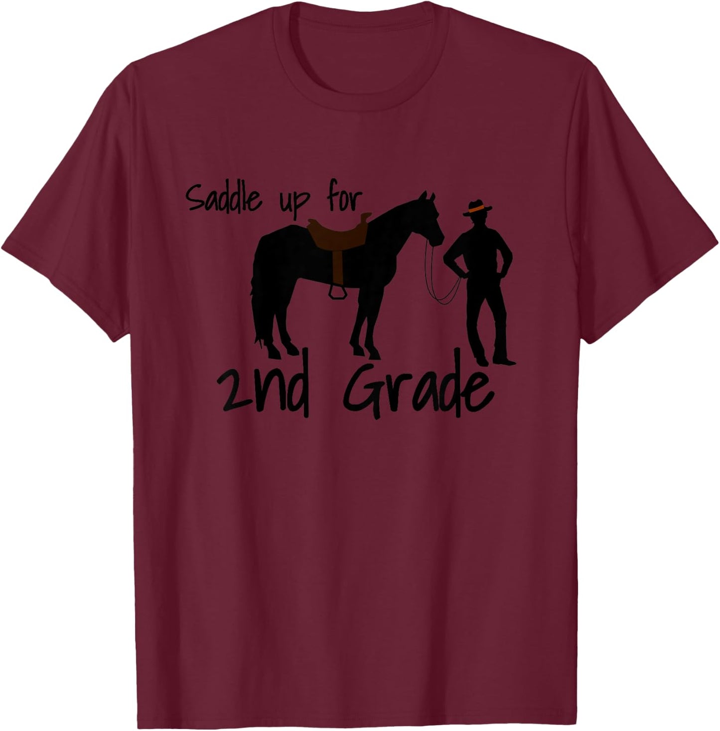 Kids "Saddle Up For 2nd Grade" Cowboy Horse Lovers T-Shirt - T-Shirt | Maroon