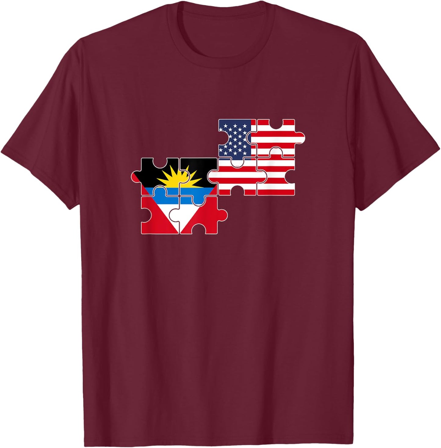 Antigua and Barbuda USA Flag American Antiguan T-Shirt - T-Shirt | Maroon