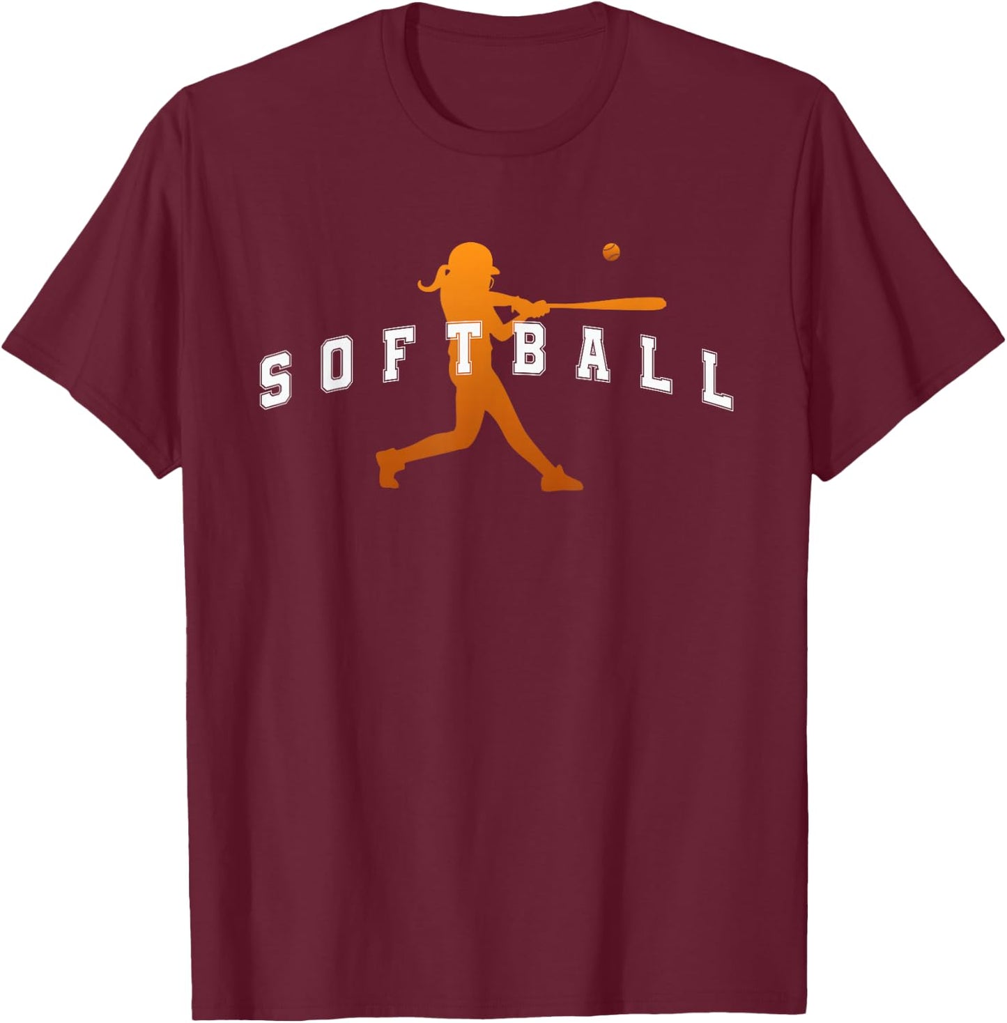 Softball Orange Team Player Text T-Shirt - T-Shirt | Maroon