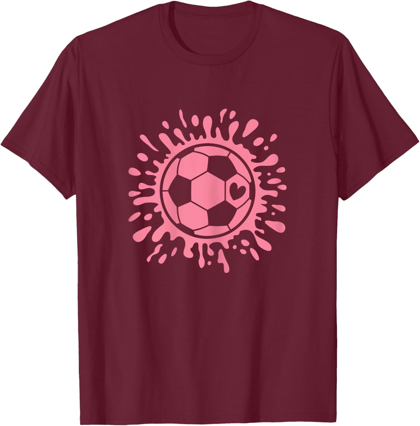Soccer Ball Cute Pink Soccer Lover Women Girls Kids T-Shirt - T-Shirt | Maroon
