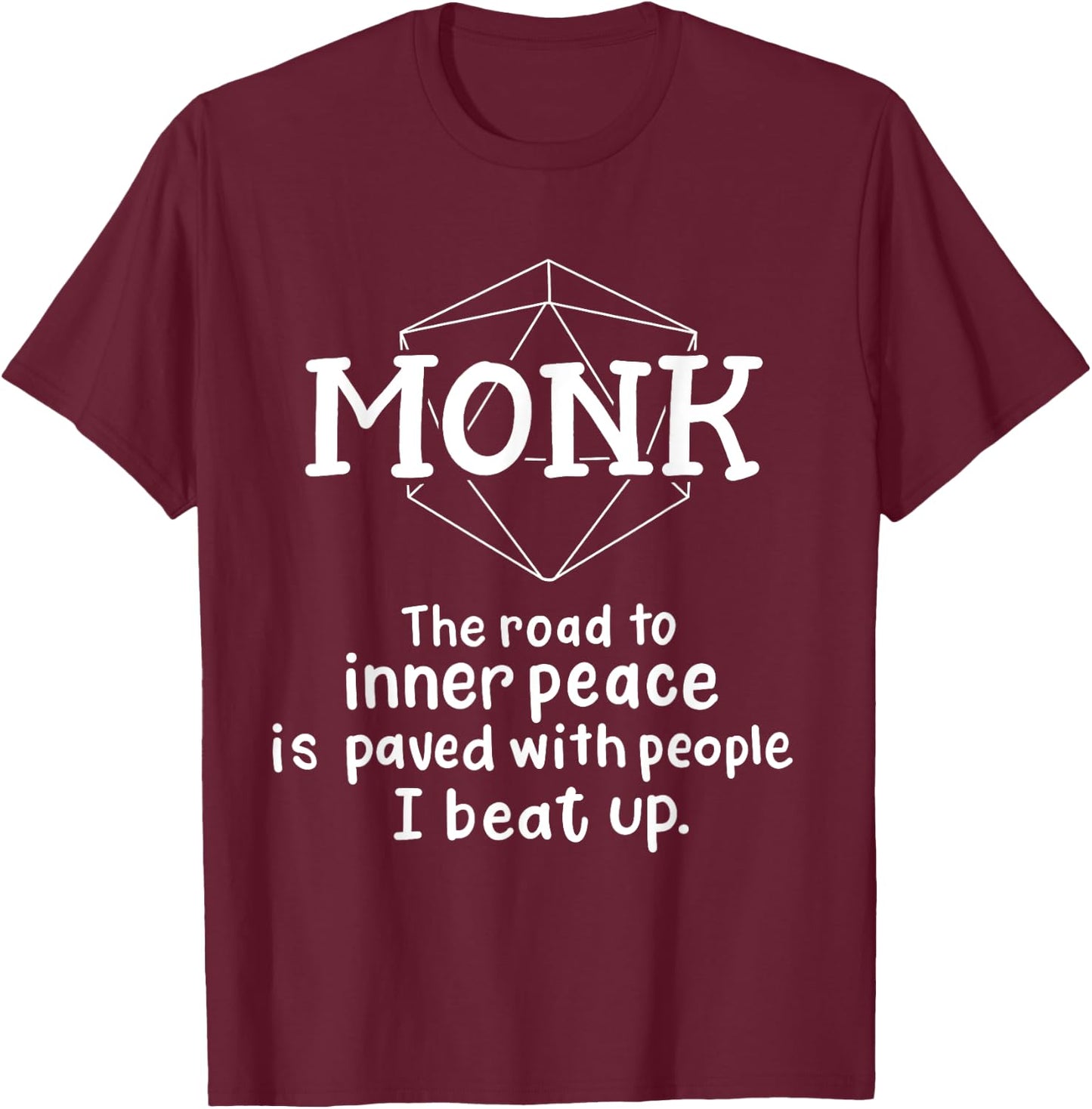 RPG Gamer Monk Funny Character Joke Roleplaying Games T-Shirt - T-Shirt | Maroon