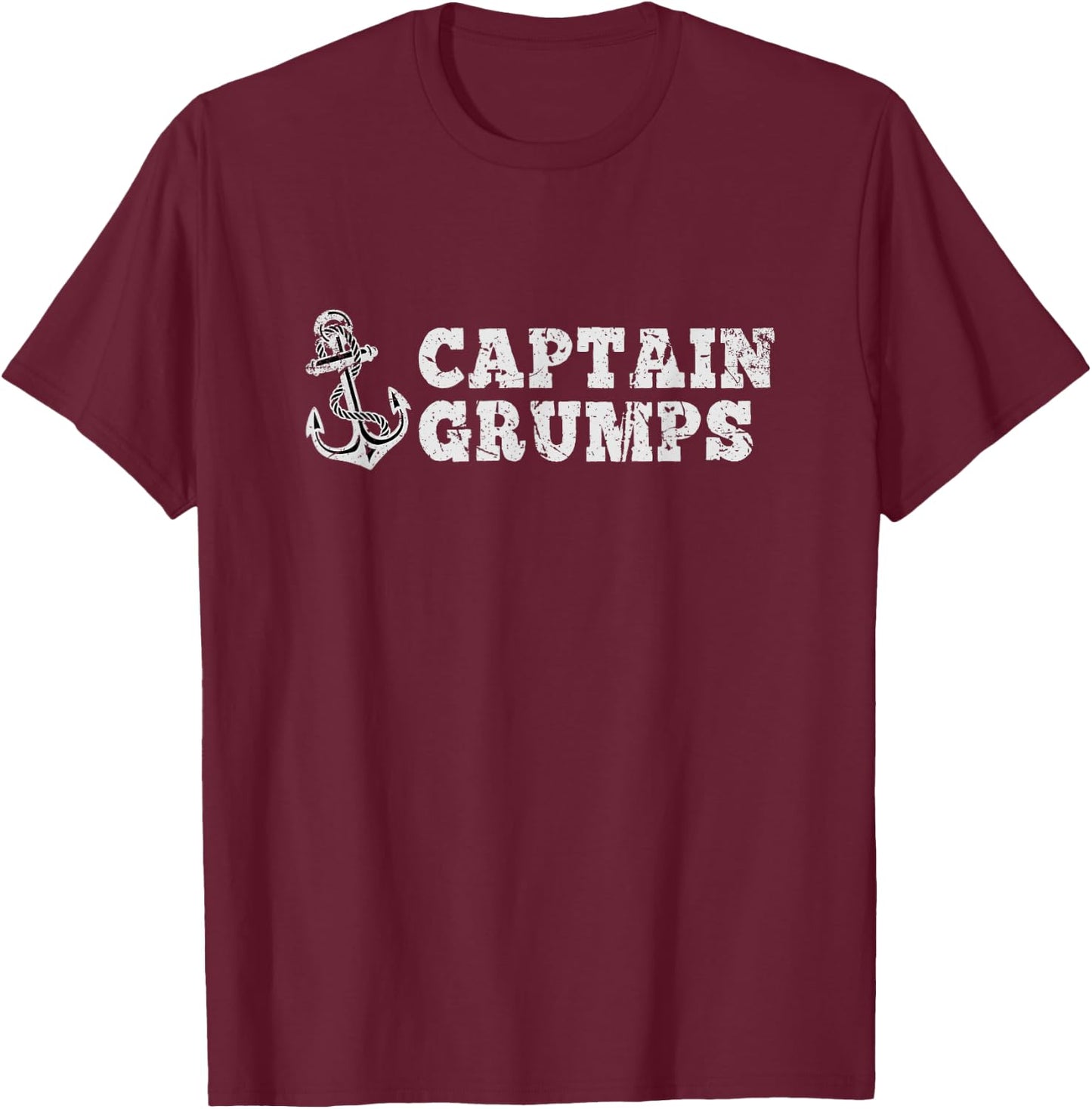 Captain Grumps Sailing Boating Vintage Boat Anchor Funny T-Shirt - T-Shirt | Maroon