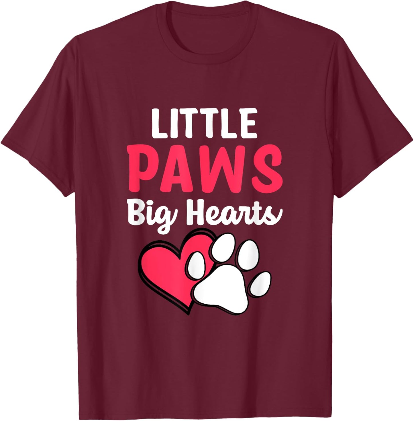 Little Paws Big Hearts Poodle Paw Print T-Shirt - T-Shirt | Maroon