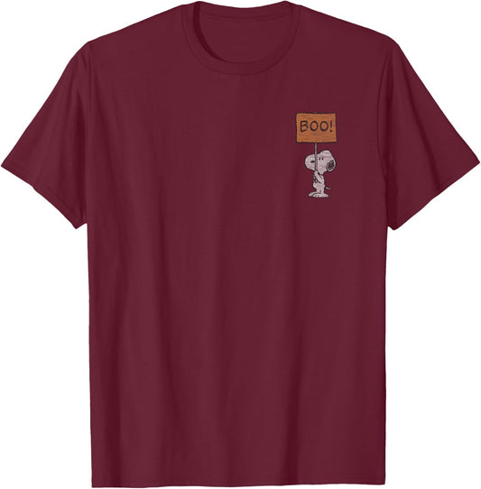 Peanuts Halloween Snoopy Boo Sign T-Shirt - T-Shirt | Maroon