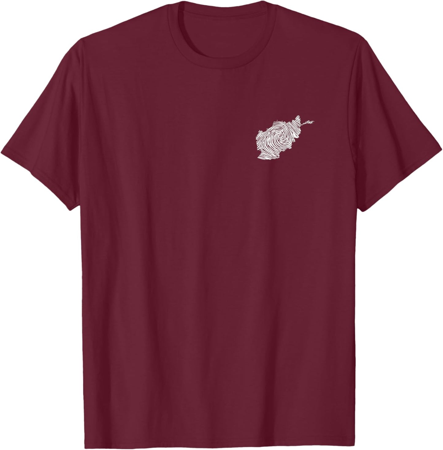 Afghan Identity Fingerprint Design T-Shirt - T-Shirt | Maroon
