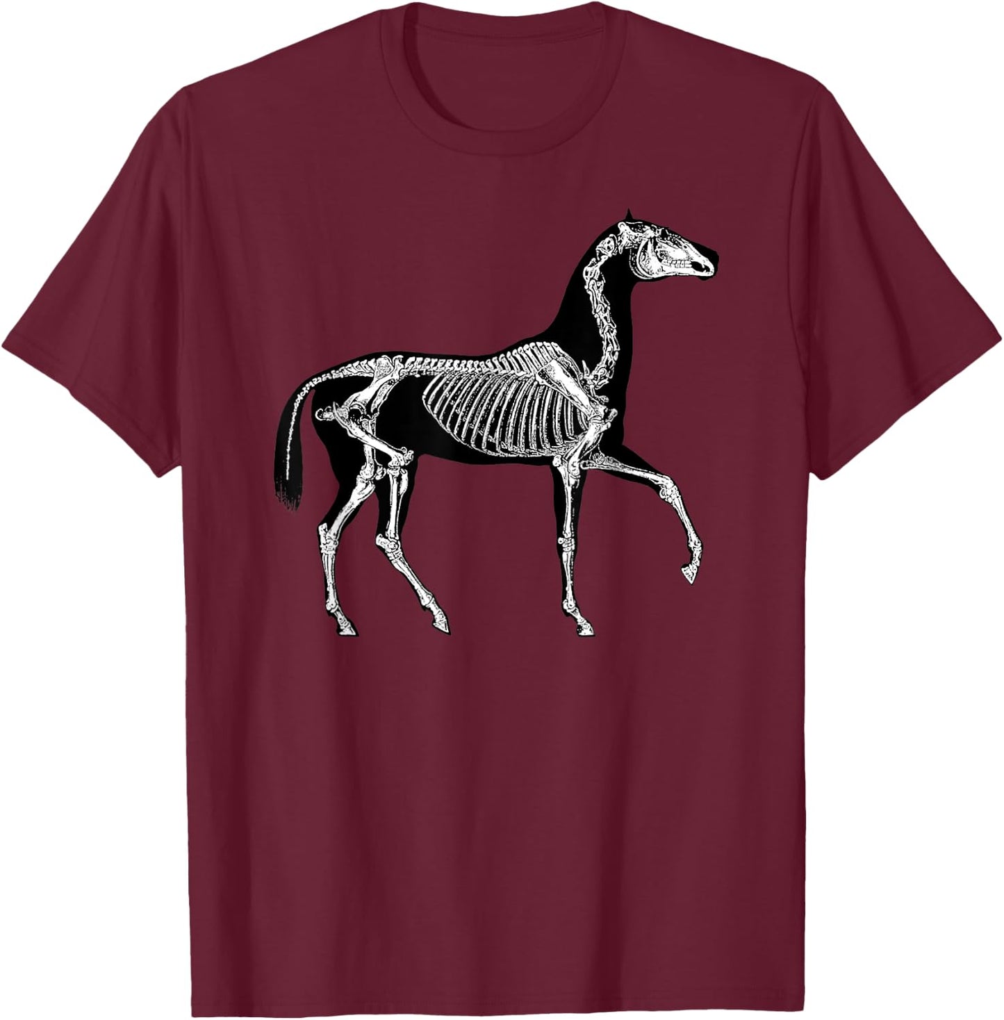 Horse Skeleton Halloween Skeletal Anatomy T-Shirt - T-Shirt | Maroon