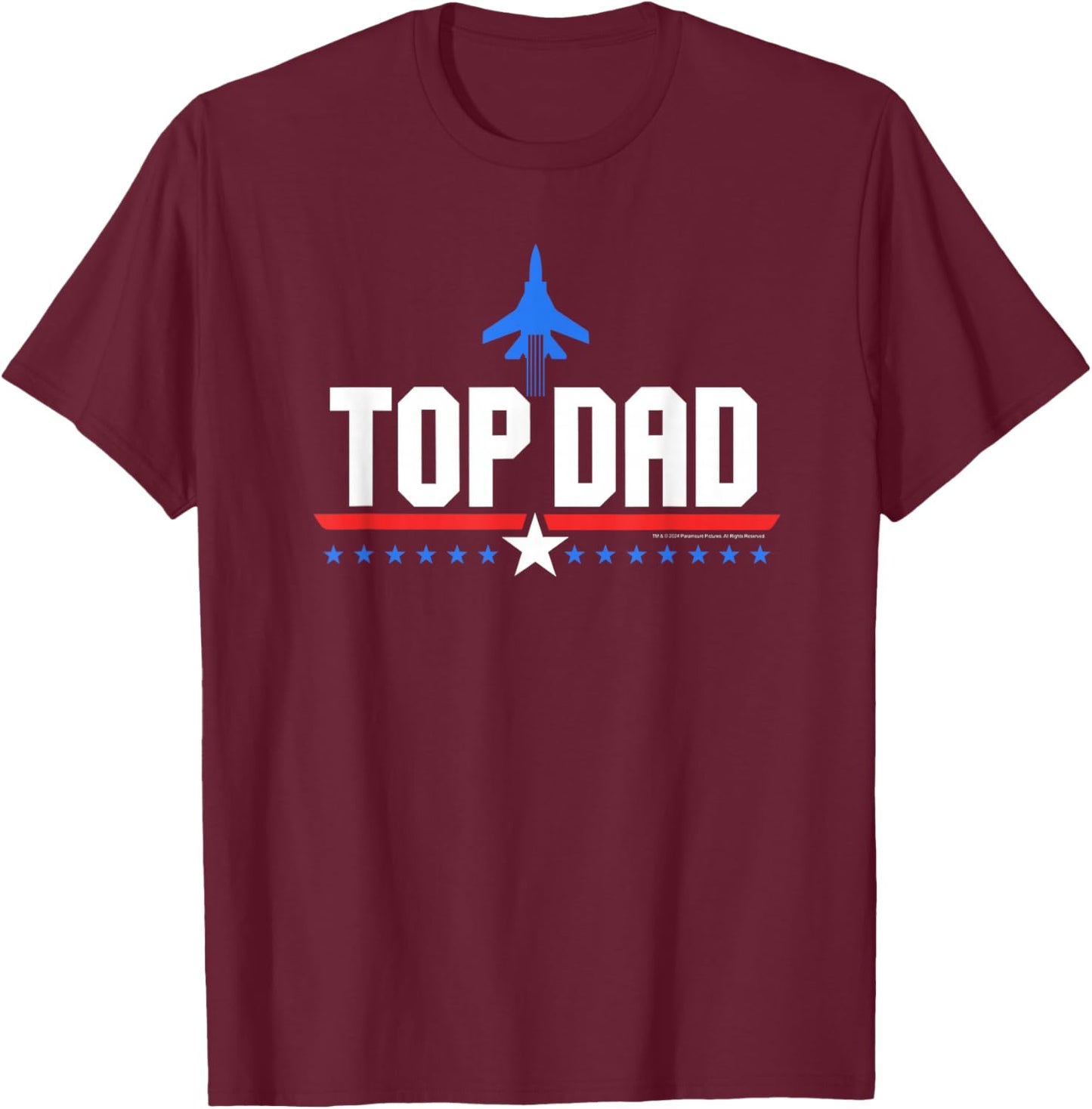 Top Gun Top Dad Father's Day Action Movie Logo T-Shirt - T-Shirt | Maroon