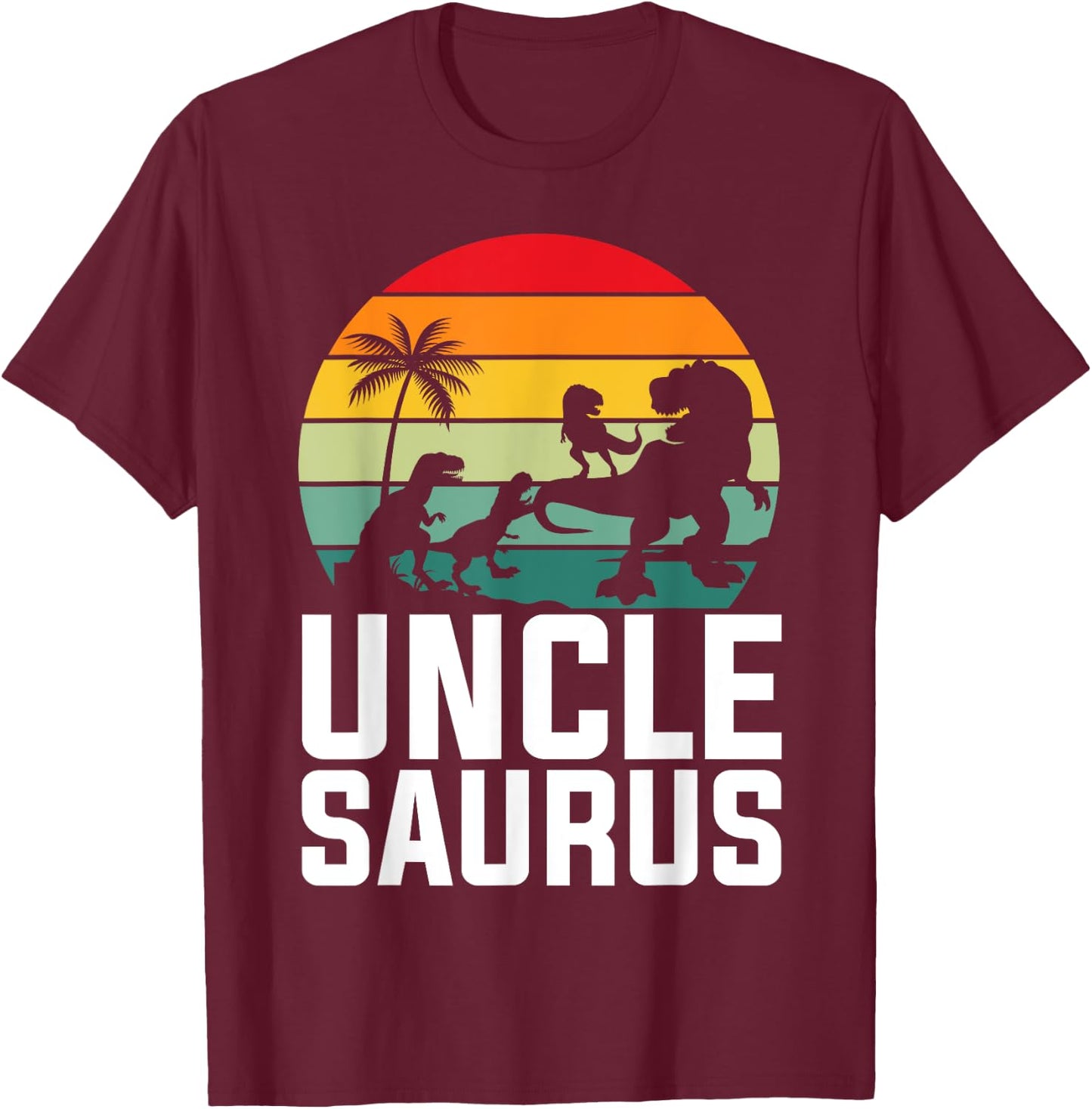 T-rex Uncle Apparel, Unclesaurus 3 Kids Fathers Day Dinosaur T-Shirt - T-Shirt | Maroon
