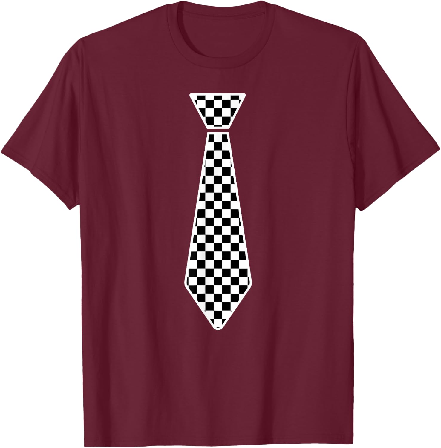 Checkered Race Car Flag Tie Cute Necktie Funny Boys Toddlers T-Shirt - T-Shirt | Maroon