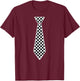 Checkered Race Car Flag Tie Cute Necktie Funny Boys Toddlers T-Shirt - T-Shirt | Maroon