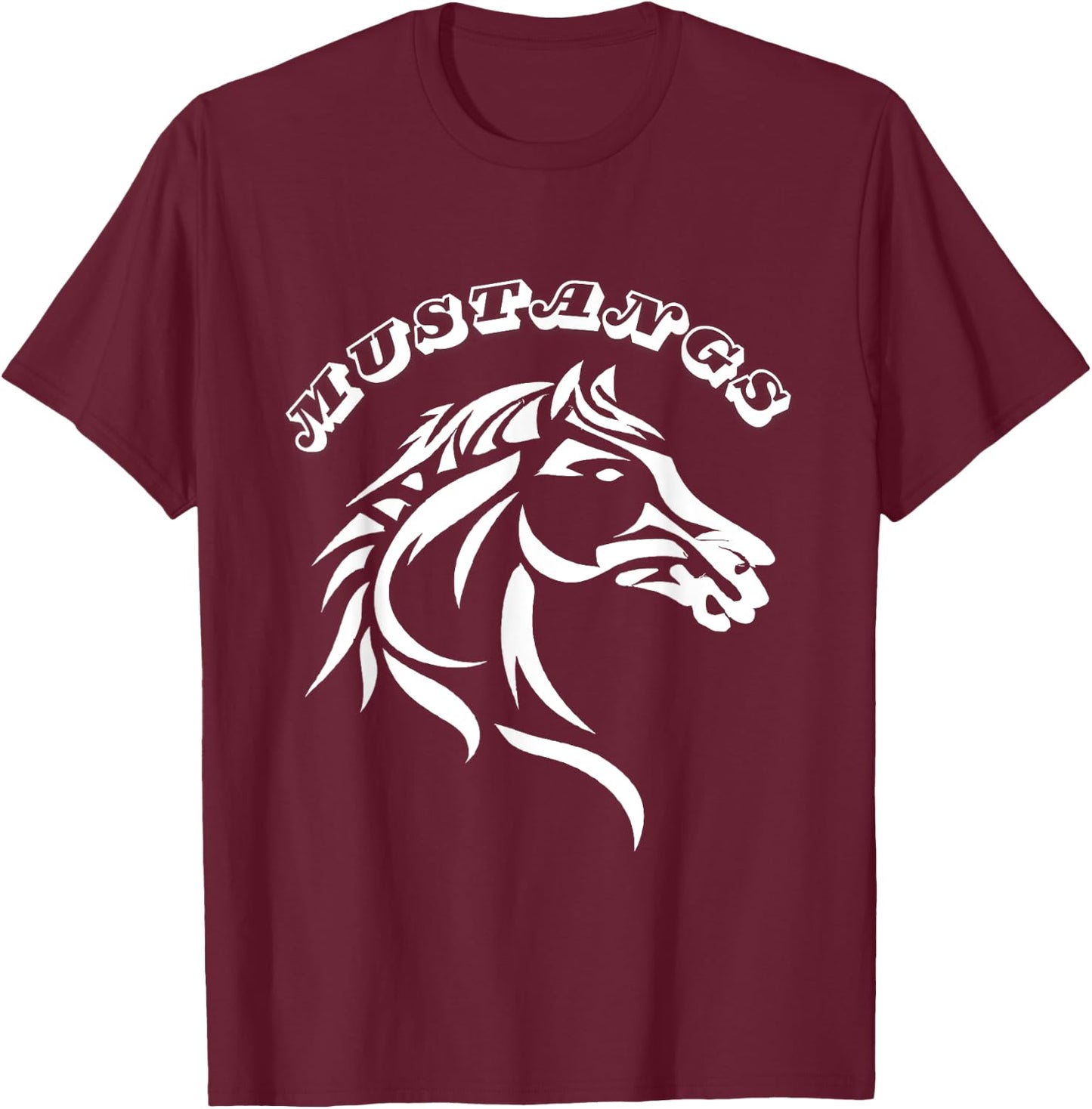 Mustangs Teacher Student School Sports Fan Team Spirit Men Women Girls Kids T-Shirt - T-Shirt | Maroon