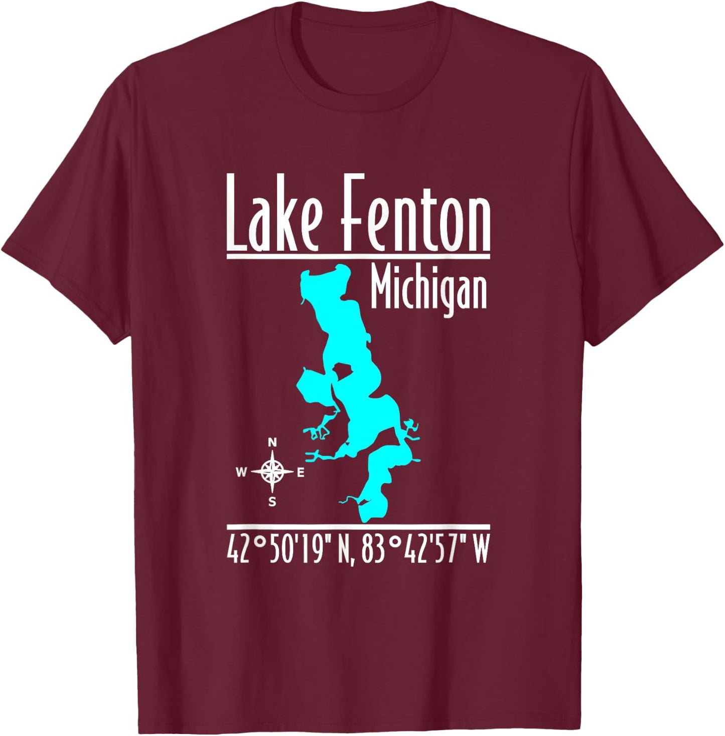 Modern Lake Fenton - Michigan T-Shirt - T-Shirt | Maroon
