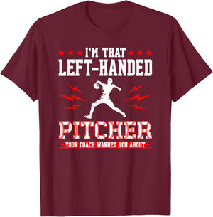 Lefty Baseball Southpaw Left-Handed Pitcher T-Shirt - T-Shirt | Maroon