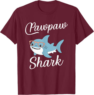 PawPaw Shark Funny Matching Family Grandpa Paw-Paw T-Shirt - T-Shirt | Maroon