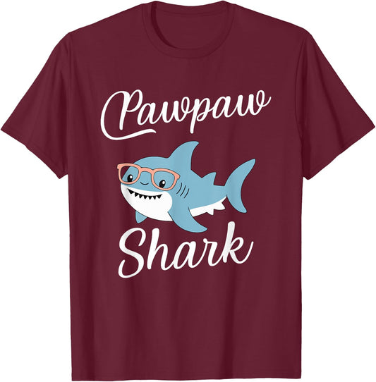 PawPaw Shark Funny Matching Family Grandpa Paw-Paw T-Shirt - T-Shirt | Maroon