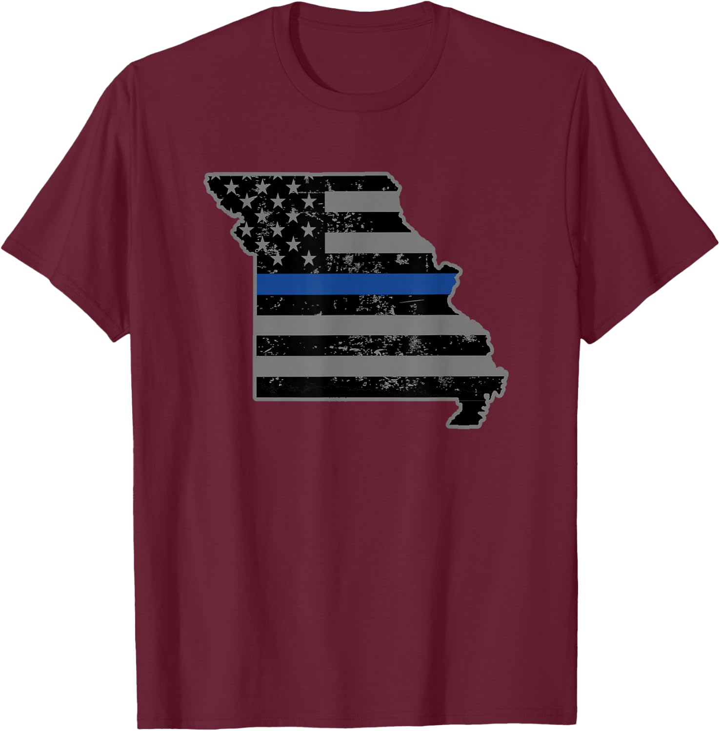 Missouri State Highway Patrol Shirt Thin Blue Line Flag Shir T-Shirt - T-Shirt | Maroon