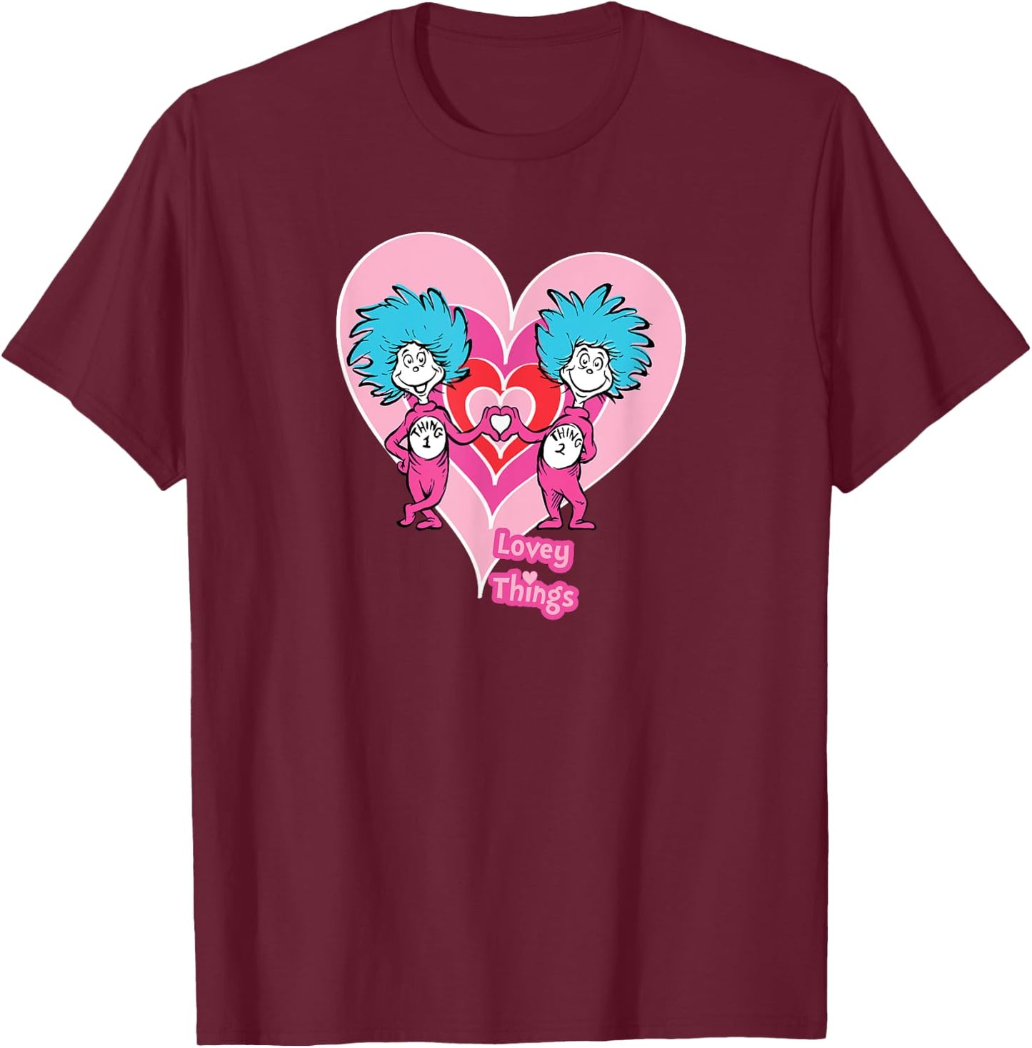 Dr. Seuss Lovey Things T-Shirt - T-Shirt | Maroon