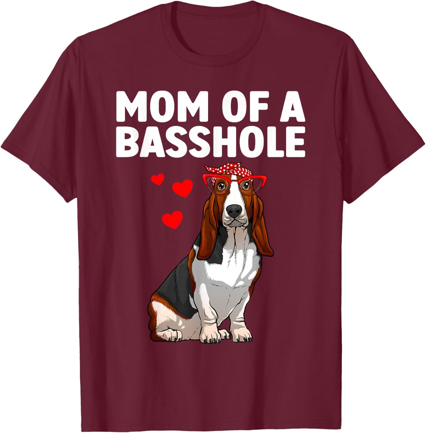 Cute Basset Hound Art For Mom Women Girls Basset Hound Lover T-Shirt - T-Shirt | Maroon