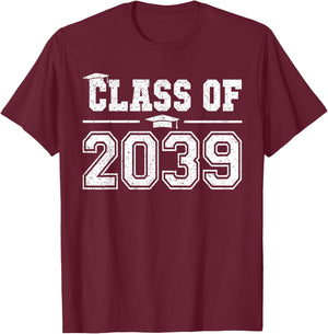 Class of 2039 Grow With Me Graduation First Day of School T-Shirt - T-Shirt | Maroon