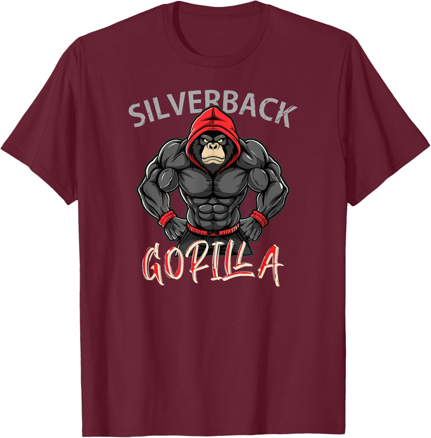 Gorilla Workout Angry Strong Scary Silverback Gorilla Gym T-Shirt - T-Shirt | Maroon