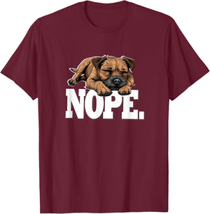 Funny Napping NOPE Border Terrier Lover T-Shirt - T-Shirt | Maroon