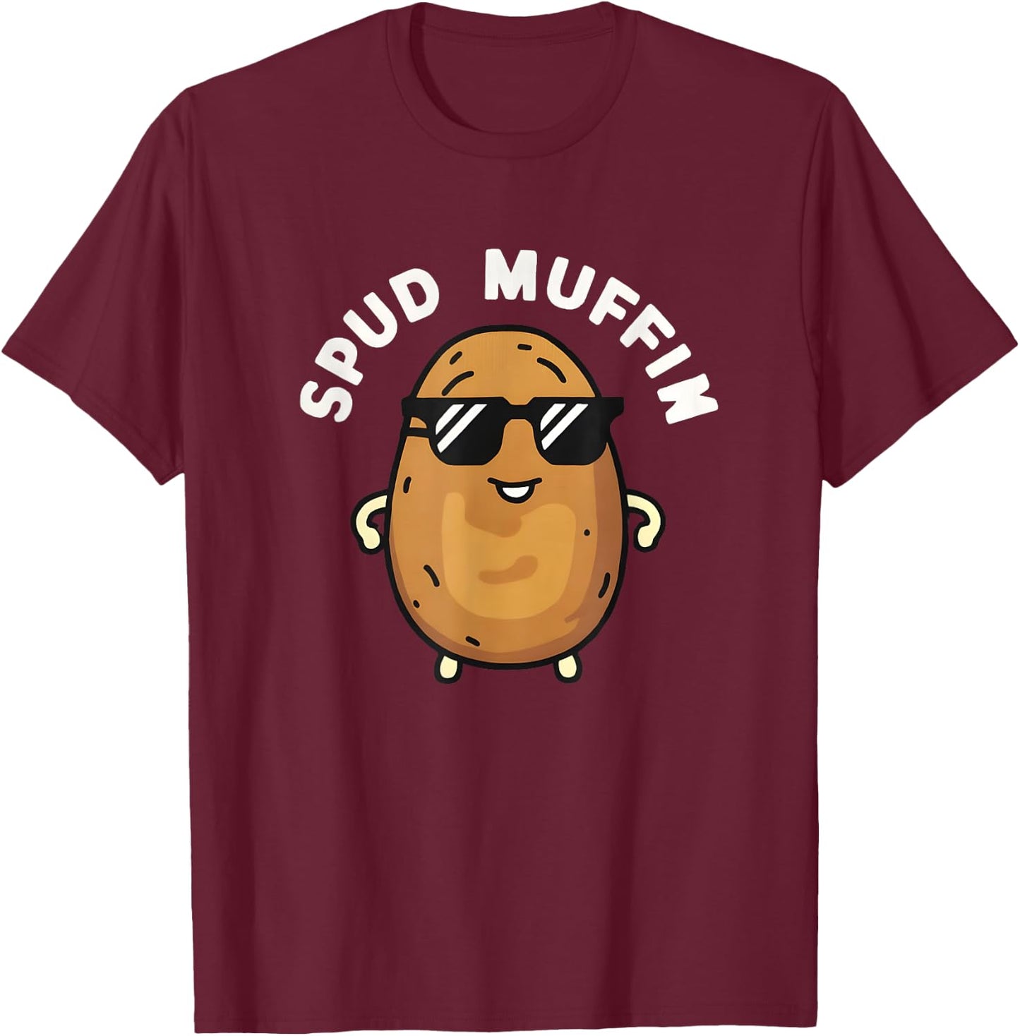 Funny Spud Muffin Potato Lover Print T-Shirt - T-Shirt | Maroon
