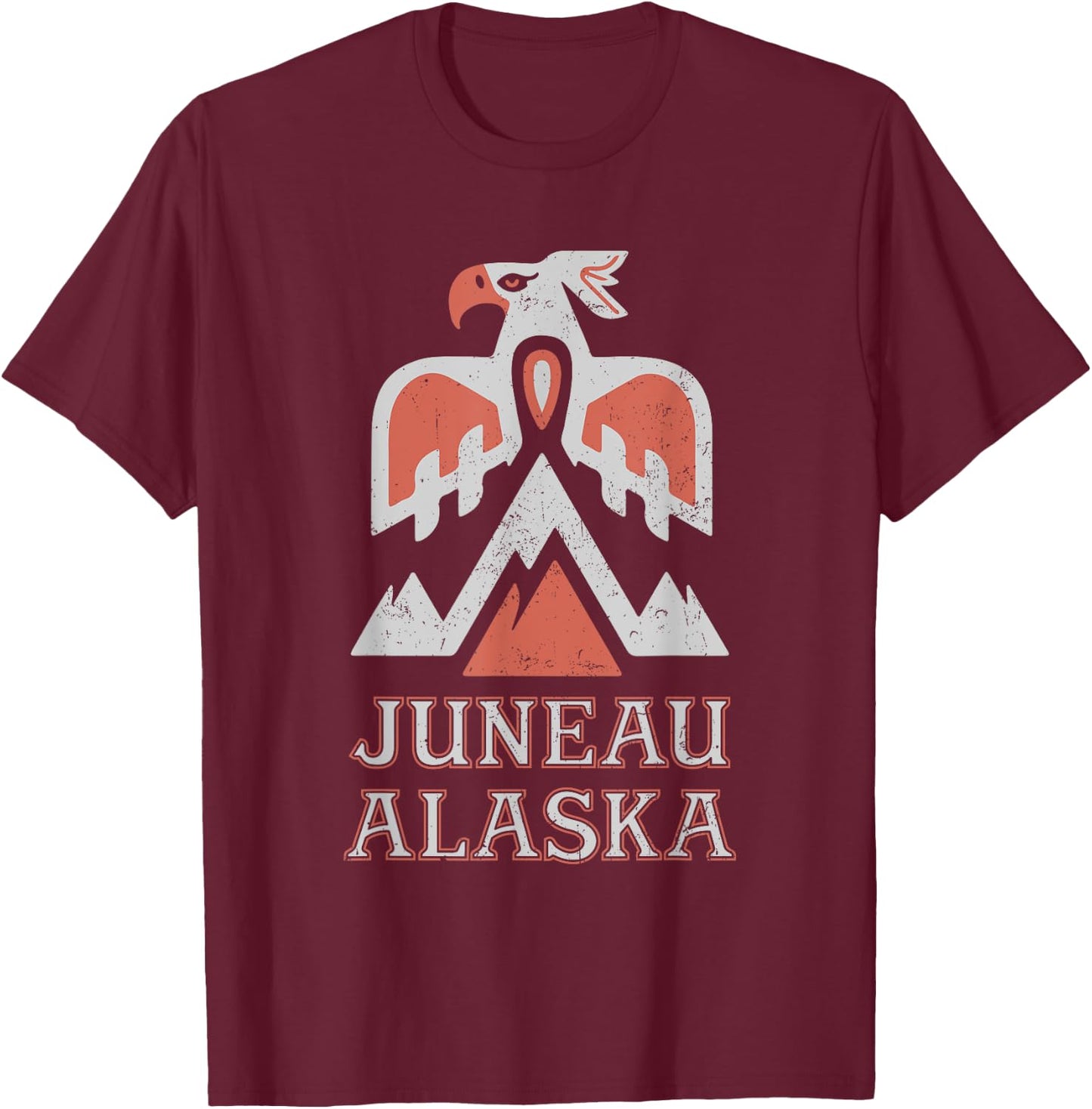 Vintage Juneau Alaska Mountain Eagle Tribal American Indian T-Shirt - T-Shirt | Maroon
