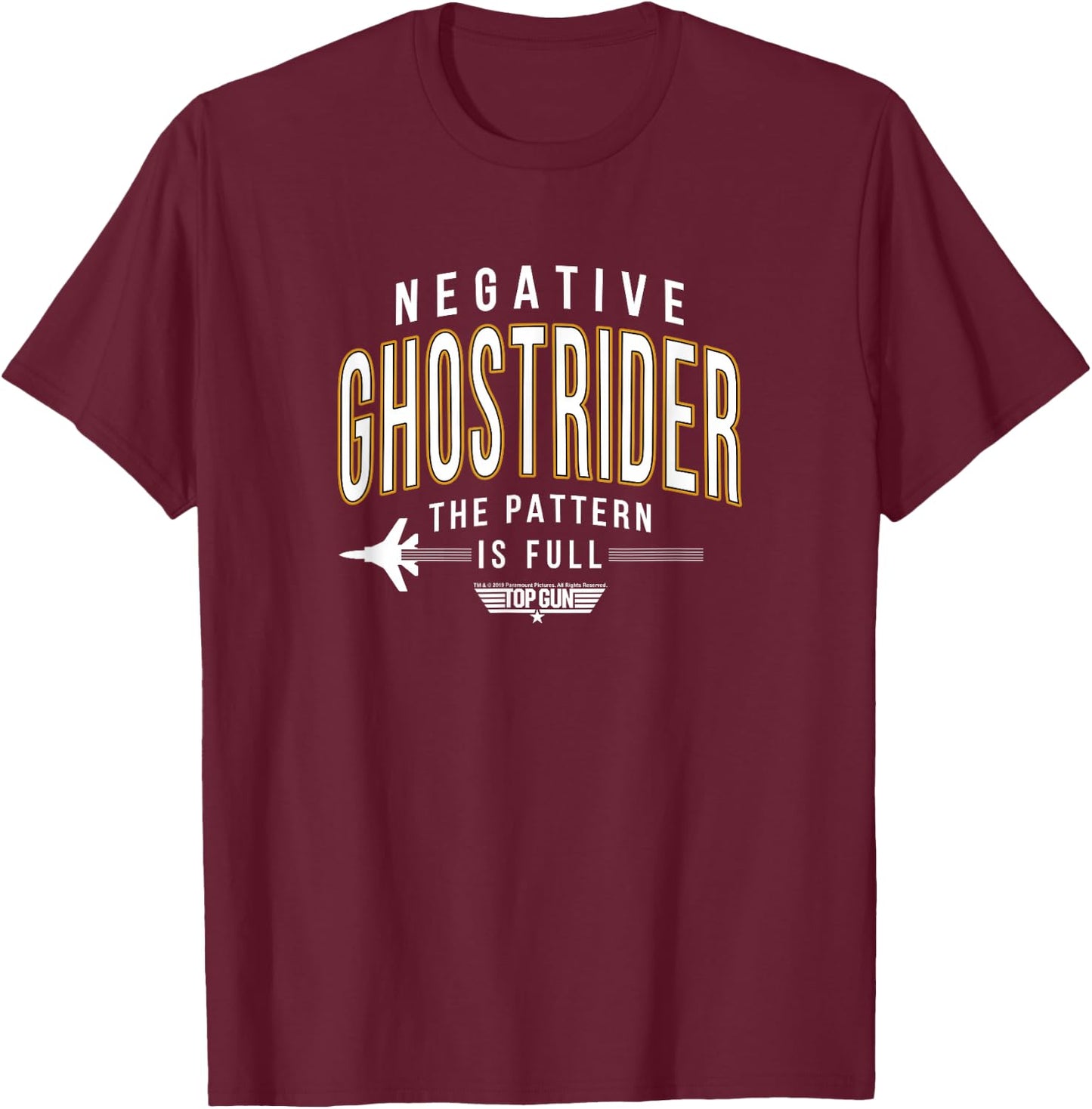 Top Gun Negative Ghostrider Pattern is Full Text T-Shirt - T-Shirt | Maroon