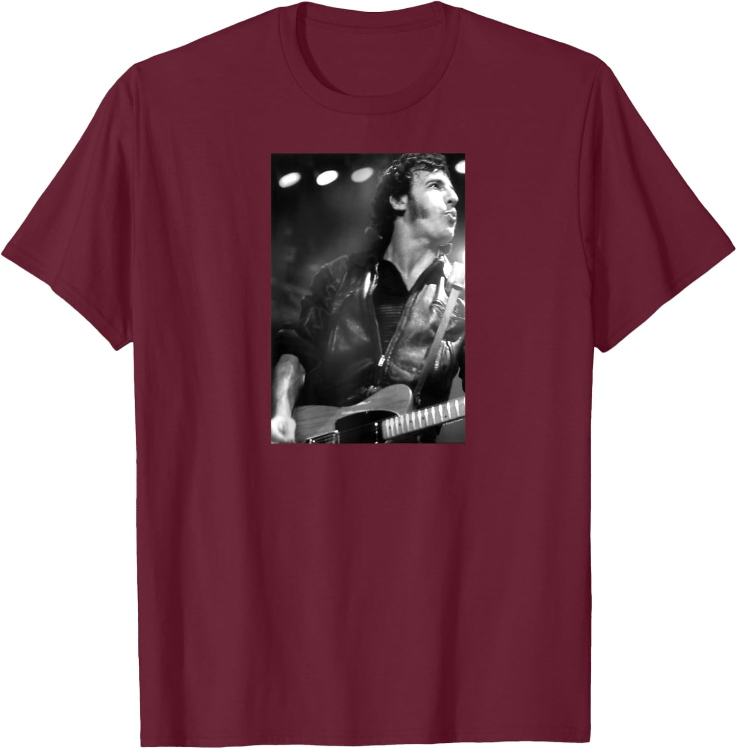 Bruce Springsteen Live On Stage By Simon Fowler Raglan Baseball T-Shirt - T-Shirt | Maroon
