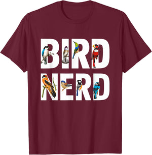 Birds Nerd Birdwatching Birdwatcher Bird Lover Funny T-Shirt - T-Shirt | Maroon