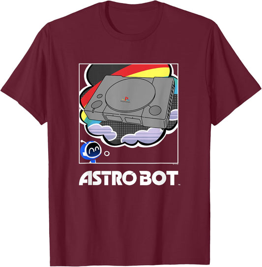Astro Bot Dreams of PlayStation Gaming Video Game T-Shirt - T-Shirt | Maroon