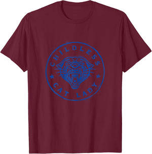 Childless Cat Lady Brave Proud Independent Apparel T-Shirt - T-Shirt | Maroon