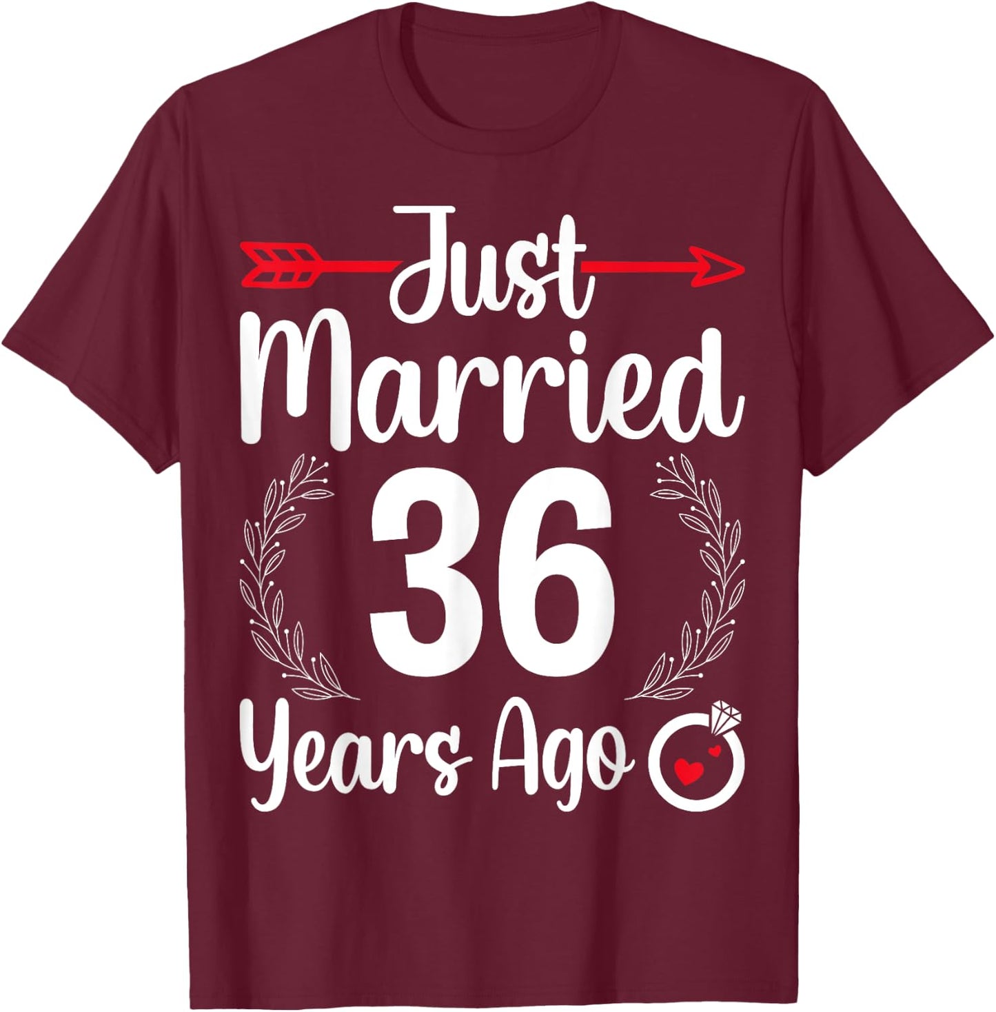 Just Married 36 Years Ago - Husband Wife 36th Anniversary T-Shirt - T-Shirt | Maroon