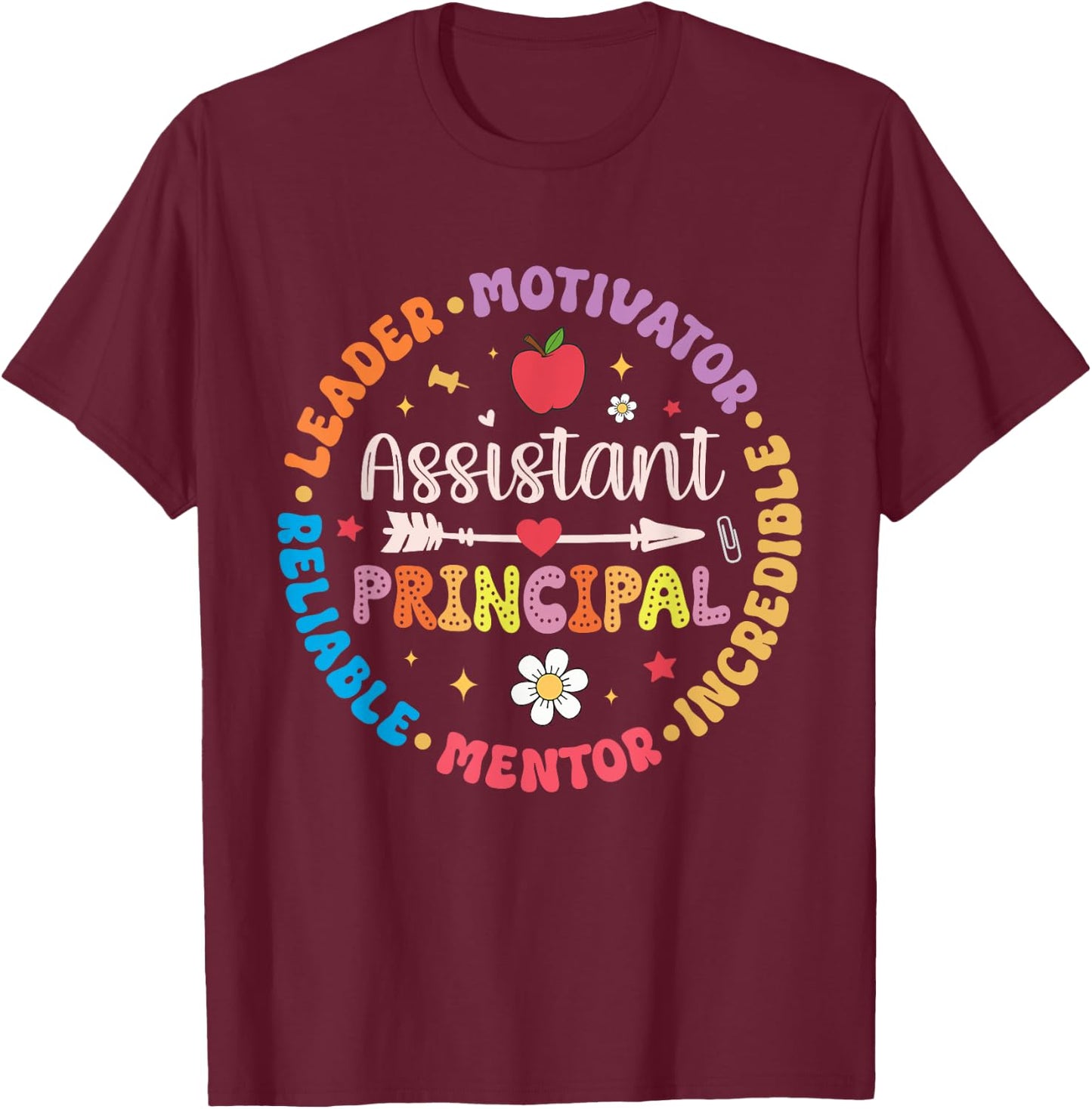 Groovy School Assistant Principal Teacher Appreciation Men Women T-Shirt - T-Shirt | Maroon