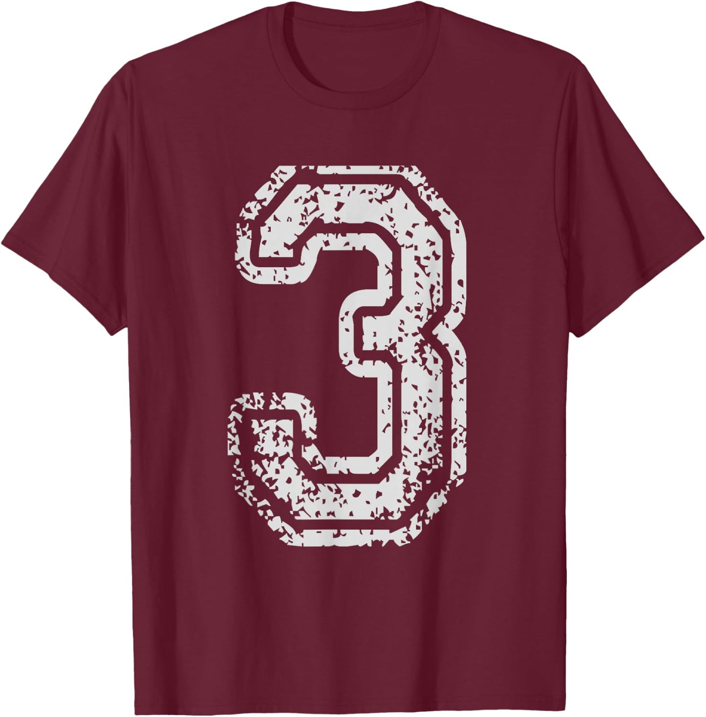 Team Jersey Uniforms Number 3 Three School Sports Birthdays T-Shirt - T-Shirt | Maroon