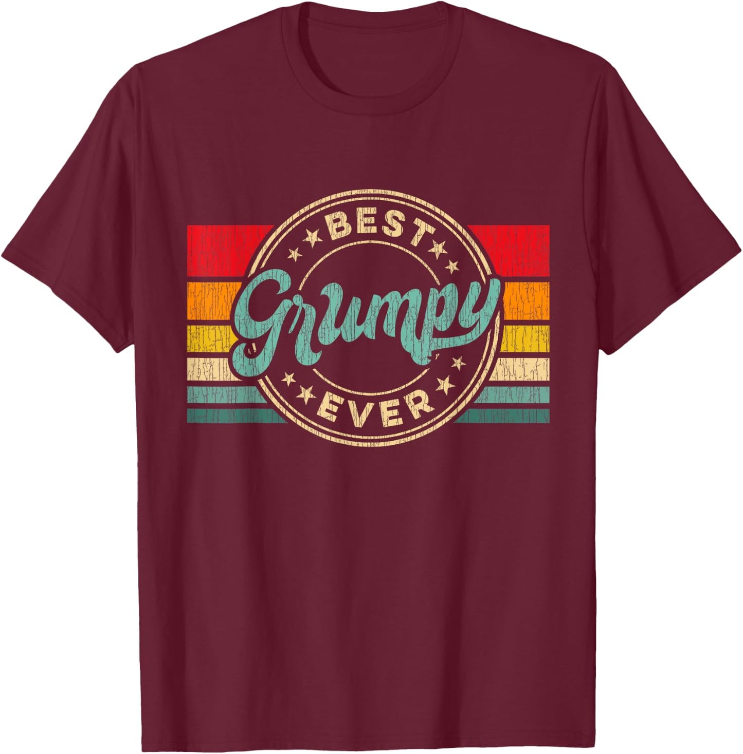 Best Grumpy Ever Vintage Retro Father's Day Gift T-Shirt - T-Shirt | Maroon