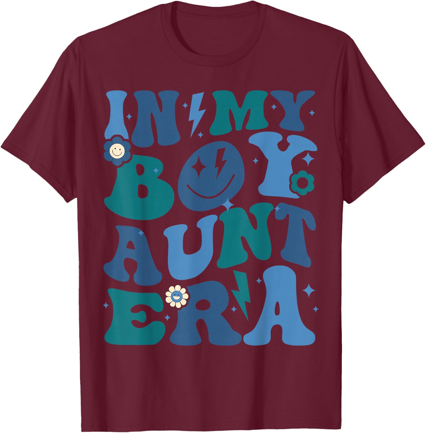 Groovy Retro In My Boy Aunt Era Cool Funny For Auntie Kids T-Shirt - T-Shirt | Maroon