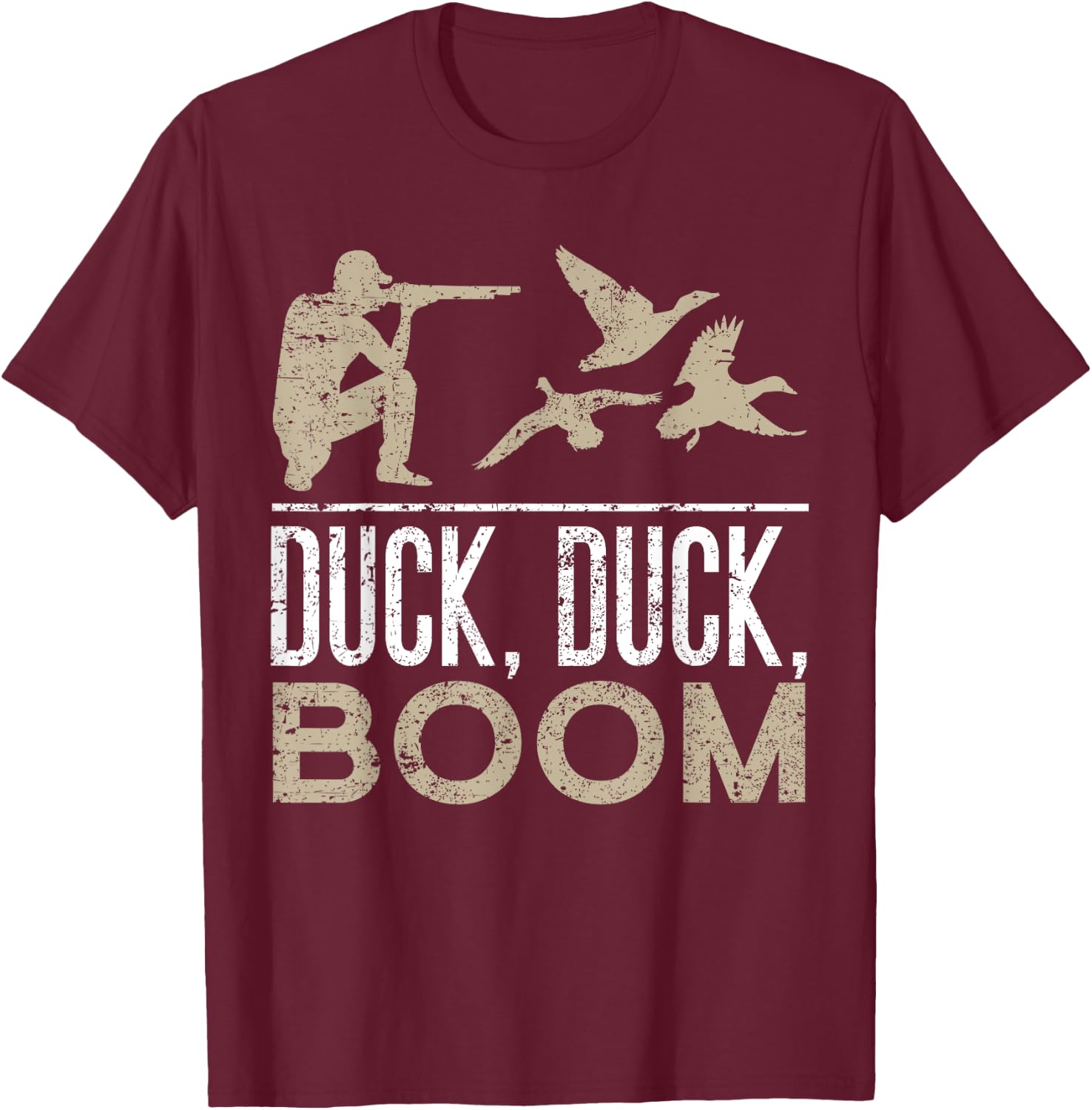 Duck Duck Boom Funny Duck Hunting T-Shirt - T-Shirt | Maroon