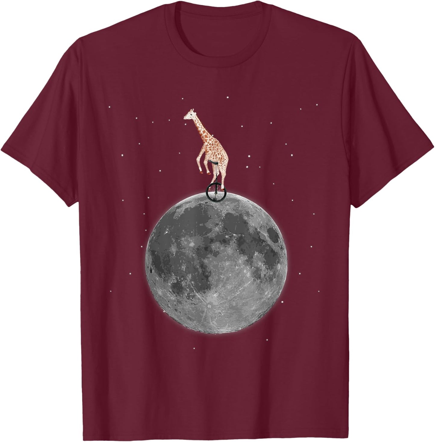 Ridiculous Quirky Giraffe on Unicycle - / B T-Shirt - T-Shirt | Maroon